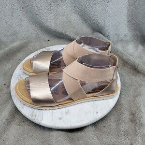 Sorel Shoes Womens Size 8 Metallic Gold Leather Ella Sandals